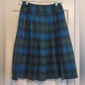 Vintage Womens Size 6 Pendleton Blue Tartan Plaid Wool Pleated School Girl Skirt